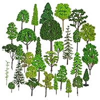 30pcs Model Trees Train Railroad Scenery Architecture Trees, Mixed Model Tree Fake Trees for DIY Crafts Building Model Scenery Landscape Decoration 1.5-7.9 inch(4-20cm)