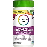 Rainbow Light Prenatal One Multivitamin, Folic Acid, Calcium, & Vitamin D, Gluten Free, Supports from Conception to Postnatal, Clinically Proven Absorption, 90 Tablets