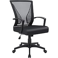 Furmax Office Chair Mid Back Swivel Lumbar Support Desk Chair, Computer Ergonomic Mesh Chair with Armrest (Black)