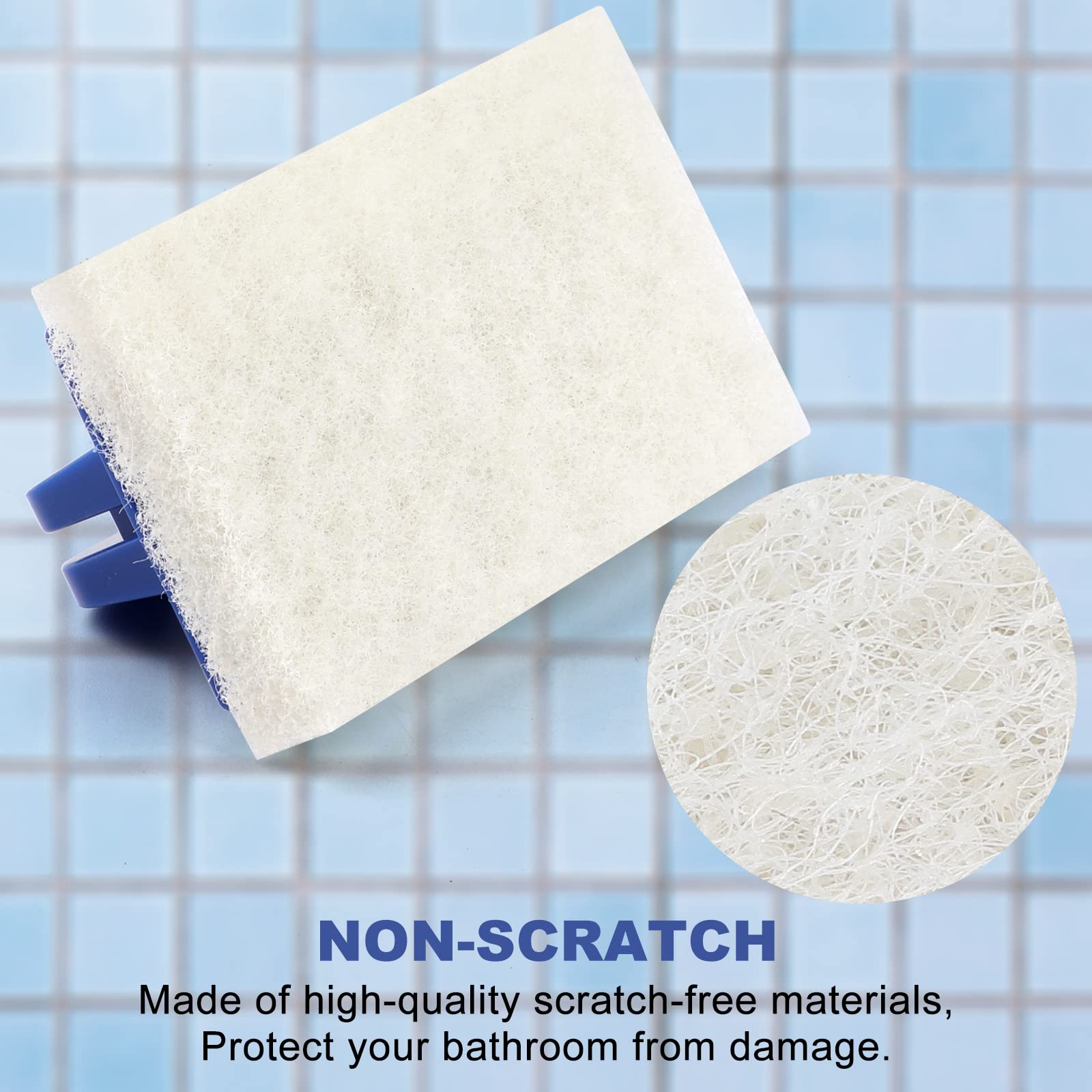 Handled Bath Scrubber, Bathroom Scouring Pad, Heavy Duty Cleaning Sponge Scrub Brush, Non-Scratch Remove Soap Scum, for Cleaning Shower Tile Bathtube Sink Spas Hot Tubs, Swimming Pool Step & Corner
