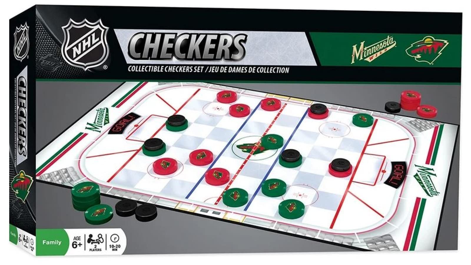 MasterPieces Family Game - NHL Minnesota Wild Checkers - Officially Licensed Board Game for Kids & Adults