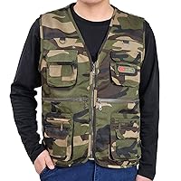 Mens Fashion Trends Work Fishing Travel Photo Cargo Vest Jacket Multi Pockets Mens Shirt Medium
