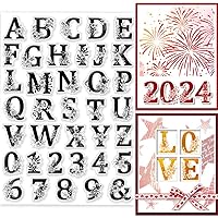 GLOBLELAND Letter and Number Clear Stamps 5.8x8.3inch Flower Silicone Clear Stamp Seals for DIY Scrapbooking Cards Making Photo Album Journal Home Decoration
