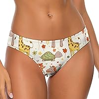 Women's Brief Underwear Panties Cute Giraffe Turtle Bear Patterns T-back Underpants Bikini Thong Briefs For Woman