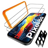 TAURI 2 Pack Screen Protector for Google Pixel 8a + 2 Pack Camera Lens Protector, 9H Hardness Tempered Glass with Installation Frame [Anti Scratch] HD Clear Film for Pixel 8A