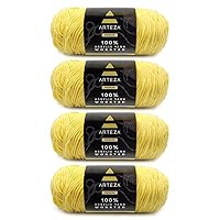 Arteza Acrylic Yarn for Crocheting, 4 x 200-g Skeins of Worsted Yarn for Knitting, Making Lemonade A101, Machine Washable, Knitting & Crochet Supplies – Use with Knitting Needles and Crochet Hooks