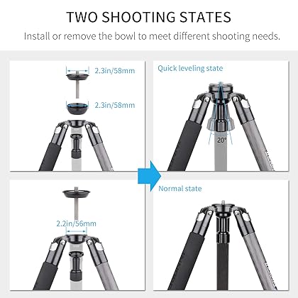 INNOREL ST324CT/ST324CF Carbon Fiber Tripod Max Height 160cm Max Load 30kg Max Tube Dia 32mm Professional Birdwatching Heavy Duty Camera Stand (Fast Flip Lock)