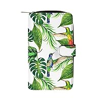 Tropical Hawaii Palm Womens Long Wallets Leather Large Capacity Wristlet Clutch Purse Credit Card Holder
