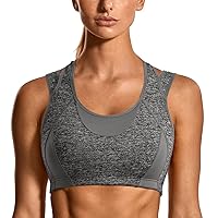 SYROKAN Sports Bras for Women High Support Mesh Full Coverage Racerback Wireless No Bounce Running Bras