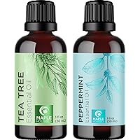 Premium Hair Oils for Hair and Skin - Pure Peppermint and Tea Tree Oil for Hair Growth and Skin Care - Hair Treatment Oils Set with Tea Tree Essential Oil and Peppermint Essential Oil 1 Fl Oz Each
