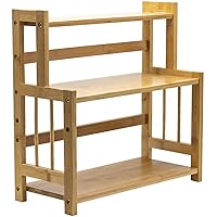 Sorbus Kitchen Countertop Organizer Bamboo Wooden Counter Storage Shelf Rack for Spice, Soap, Skin Care, Makeup Display Stand, Bathroom Shelves, Vanity, Office (3-Tier)