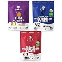 Jungle Powders Organic Superfood Bundle: 3.5oz Plum, 5oz Wild Blueberry & 5oz Cranberry Powder - Unsweetened, GMO-Free, USDA Certified, Additive-Free Extracts for Baking, Smoothies, & More!