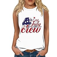 Tank Tops for Women 4th of July Independence Day Pure Bottom Vintage Printed T Shirt Round Neck Sleeveless Fashion Tees
