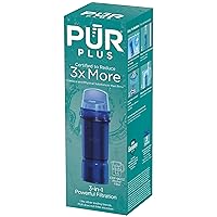 PUR PLUS Water Pitcher & Dispenser Replacement Filter 1-Pack, Genuine PUR Filter, 3-in-1 Powerful Filtration for More Chemical & Physical Substance Reduction, Blue (CRF950Z1)