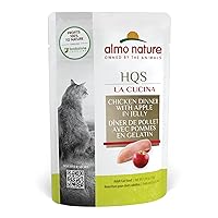 HQS La Cucina Chicken with Apple in Jelly, Grain Free, Additive Free, Adult Cat Wet Food, Shredded, Pouches, 24 x 55g/1,94 oz