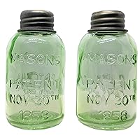 Glass Mason Jar Salt and Pepper Shaker Set, 1.5 X 1.5 X 3.5 inches, ip10492rc set