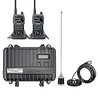 Retevis RT97 GMRS Mobile Radio Relay Communication Set(1 Pack) Bundle with NMO Amateur Antenna(1 Pack), Full Duplex Radio Base Station(1 Pack) and GMRS Handheld Walkie Talkies(2 Pack)