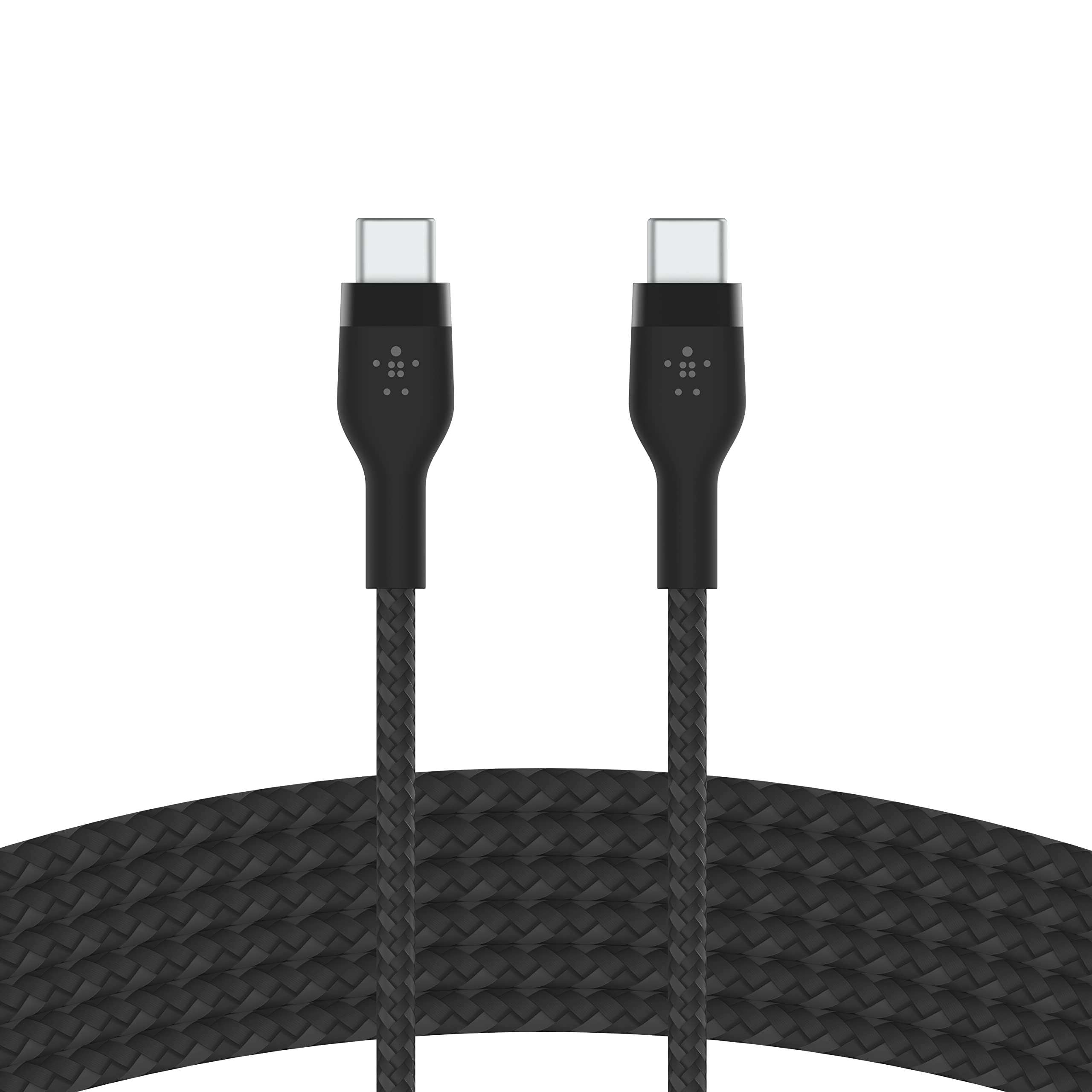 Belkin BoostCharge Pro Flex Braided USB Type C to C Cable (3M/10FT), USB-IF Certified Power Delivery PD Fast Charging Cable for MacBook Pro, iPad Pro, Galaxy S21, Ultra, Plus and More - Black