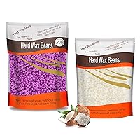1.3lb Hard Wax Beads for Hair Removal, Yovanpur Pearl Wax Beads for Brazilian Waxing, Waxing Beans for Sensitive Skin, 21oz Face Eyebrow Back Legs At Home with 20pcs Wax Sticks(Violet & Coconut)