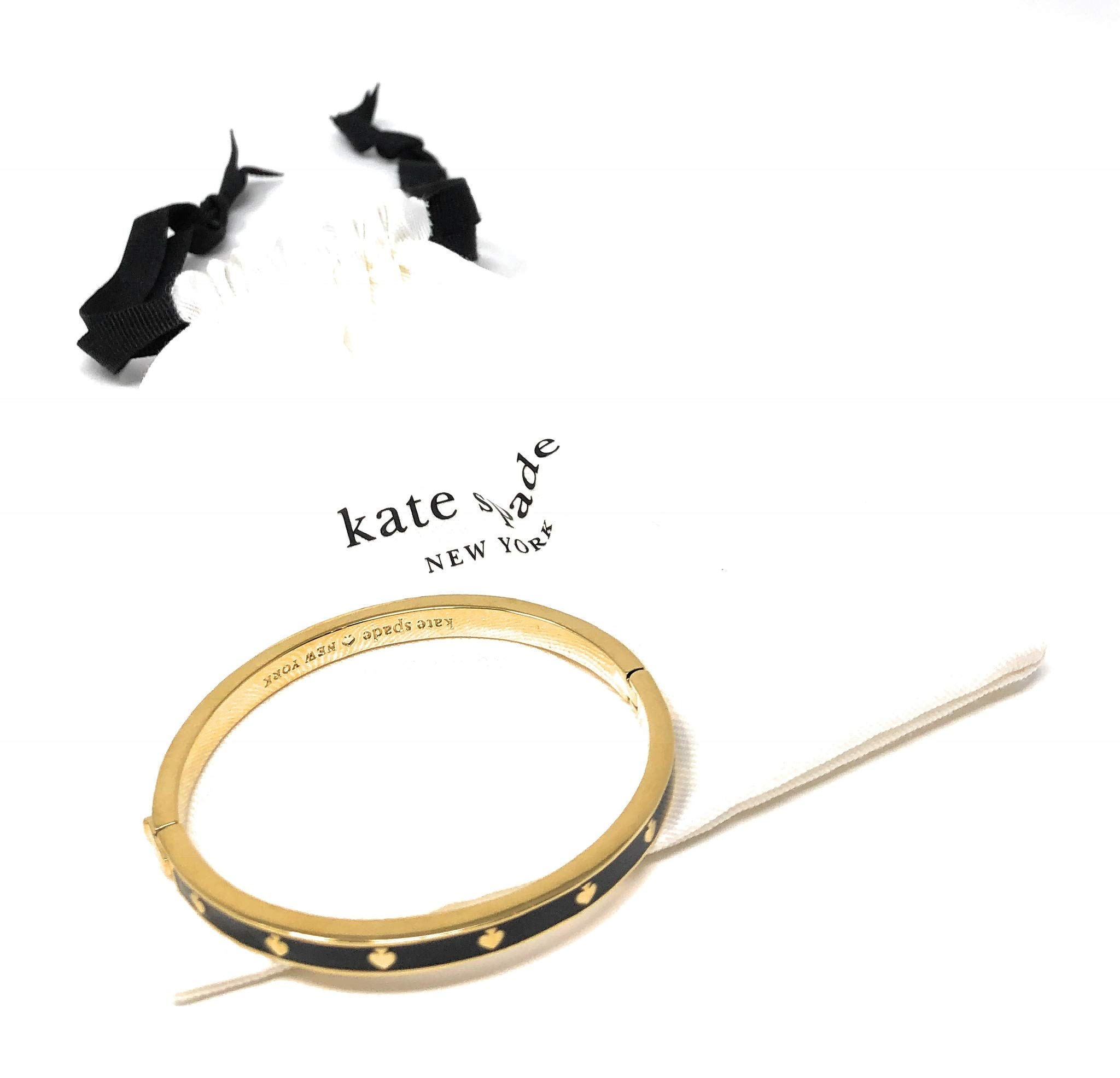 Kate Spade Spot The Spade Thin Black/Gold Tone Bangle Bracelet