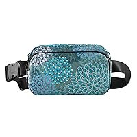 ALAZA Blue Floral Belt Bag Waist Pack Pouch Crossbody Bag with Adjustable Strap for Men Women College Hiking Running Workout Travel