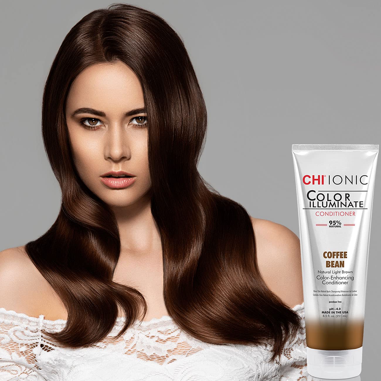 CHI Ionic Color Illuminate Conditioners - 95% Natural - Sulfate, Paraben and Gluten Free, Coffee Bean - 8.5 oz