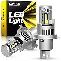AUXITO New Upgraded H4 LED Bulbs, 27000LM Per Set 700% Brighter 9003 HB2 Fog Lights 6000K White, Halogen Replacement with Fan, Plug and Play, Pack of 2