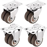 Furniture Castors 360 Degree Rotating Swivel Casters Wheel Rubber Twin Wheel Ball Bearing Heavy Duty Casters for Table Trolley Bed Workbench (Size : 2inch)