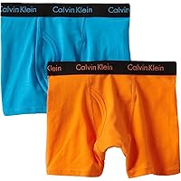 Calvin Klein Boy`s Modern Cotton Stretch Logo Boxer Briefs 2 Pack (B(37167600-543)/O, X-Small)