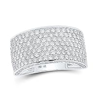 The Diamond Deal 14kt White Gold Mens Round Diamond Pave Band Ring 3-1/5 Cttw