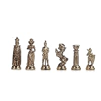 Metal Chess Pieces Big Size Medieval British Army Handmade Pieces King 3.5 inc (Only 32 Chess Pieces,Without Board)