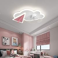 Ceiling Fans Withps,Kids Ceiling Fan with Light and Remote Control Silent Motor Cloud Design Fan Light 6 Wind Speed for Child Room Living Room Winter and Summer/Pink/a