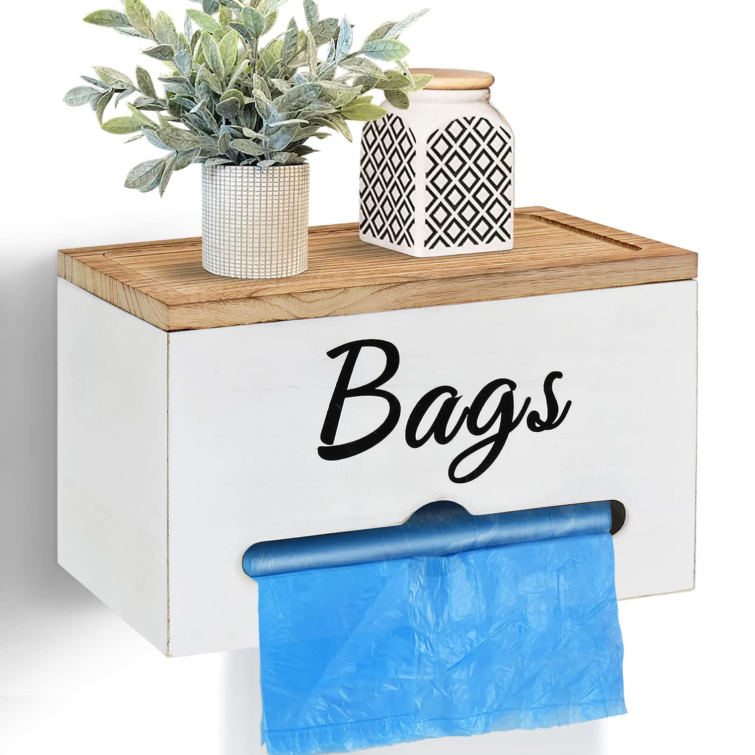 Wall Mount Trash Bags Storage Box White Plastic Bag Holder Trash Bag Roll Holder  Dispenser Box | EsaaThings