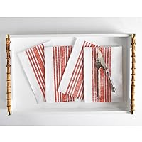Solino Home Farmhouse Stripe Linen Dinner Napkins – 100% Pure Linen Red and White Napkins Set of 4 – 20 x 20 Inch Washable Cloth Fabric Napkins
