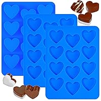 Webake Heart Silicone Molds 12-Cavity Heart Shaped Molds for Chocolate, Candy, Ice Cube, Fudge, Pack of 3