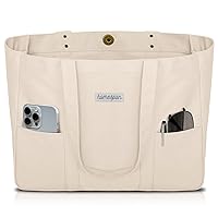 HOMESPON Large Canvas Tote Bag for Women Everything Bag with Pockets and Laptop Sleeve