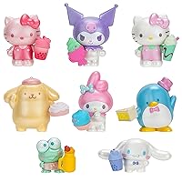 Hello Kitty Sweet Snacks 8-Pack with Mix and Match Sweet Accessories - 2” Figures - Hello Kitty, My Melody, Kuromi, Cinnamoroll, Pompompurin, Keroppi, and Tuxedosam - Officially Licensed