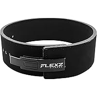 Flexz Fitness Lever Weight Lifting Belt Leather - 10MM 13MM Powerlifting Gym Belts for Men & Women - Lower Back Support for Weightlifting Deadlifts Squats Heavy Duty IPF Bodybuilding