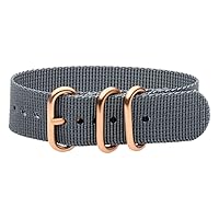 Clockwork Synergy® - 3 Ring Heavy NATO Rose Gold Watch Strap Bands