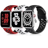 Lerobo 3 Pack Bands Compatible for Apple Watch 44mm 42mm 45mm 49mm 41mm 40mm 38mm,Soft Silicone Breathable Replacement Strap Sport Band SE/Ultra iWatch Series 8 7 6 5 4 2 1 Women Men