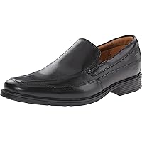 Clarks Mens Tildfre P Loafers-Shoes, Black Leather, 14 US