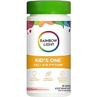 Rainbow Light Kids One Multivitamin, Chewable Multivitamin for Kids Provides Healthy Growth and Immune Support, With Vitamin C, Zinc, & B Complex, Vegetarian and Gluten Free, Fruit Punch, 90 Count