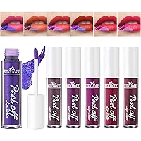 Peel Off Lip Stain Lip Tint 6 Colors, lip stain peel off, Tattoo Magic Color Lip Gloss Sets, Lip Oil for Women Colorful Glossy Lipstick Waterproof Long Lasting Make up Gift Set For Girls#1