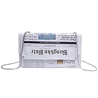 KUANG! Women Novelty Newspaper Evening Handbag Clutch Crossbody Bag Envelope Purse Chain Shoulder Bag for Ladies
