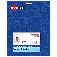 Avery Durable Waterproof Oil-Resistant Film Labels with Sure Feed Technology, 0.5
