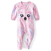Baby Girls' and Toddler Fleece Zip-Front One Piece Footed Pajama