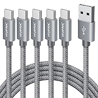 CLEEFUN USB C Cable [6ft, 5-Pack], USB A to Type C Cable Fast Charging C Charger Cord Braided for iPhone 15 Pro Max/Pro/Plus, for Samsung Galaxy S24 S23 S22 S21 S20 Ultra S10, Moto, Pixel
