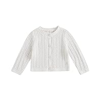 Newborn Baby Girls Knit Cardigans Long Sleeve Crewneck Hollow Knit Thin Sweater Toddler Button Tops Coat Outwear