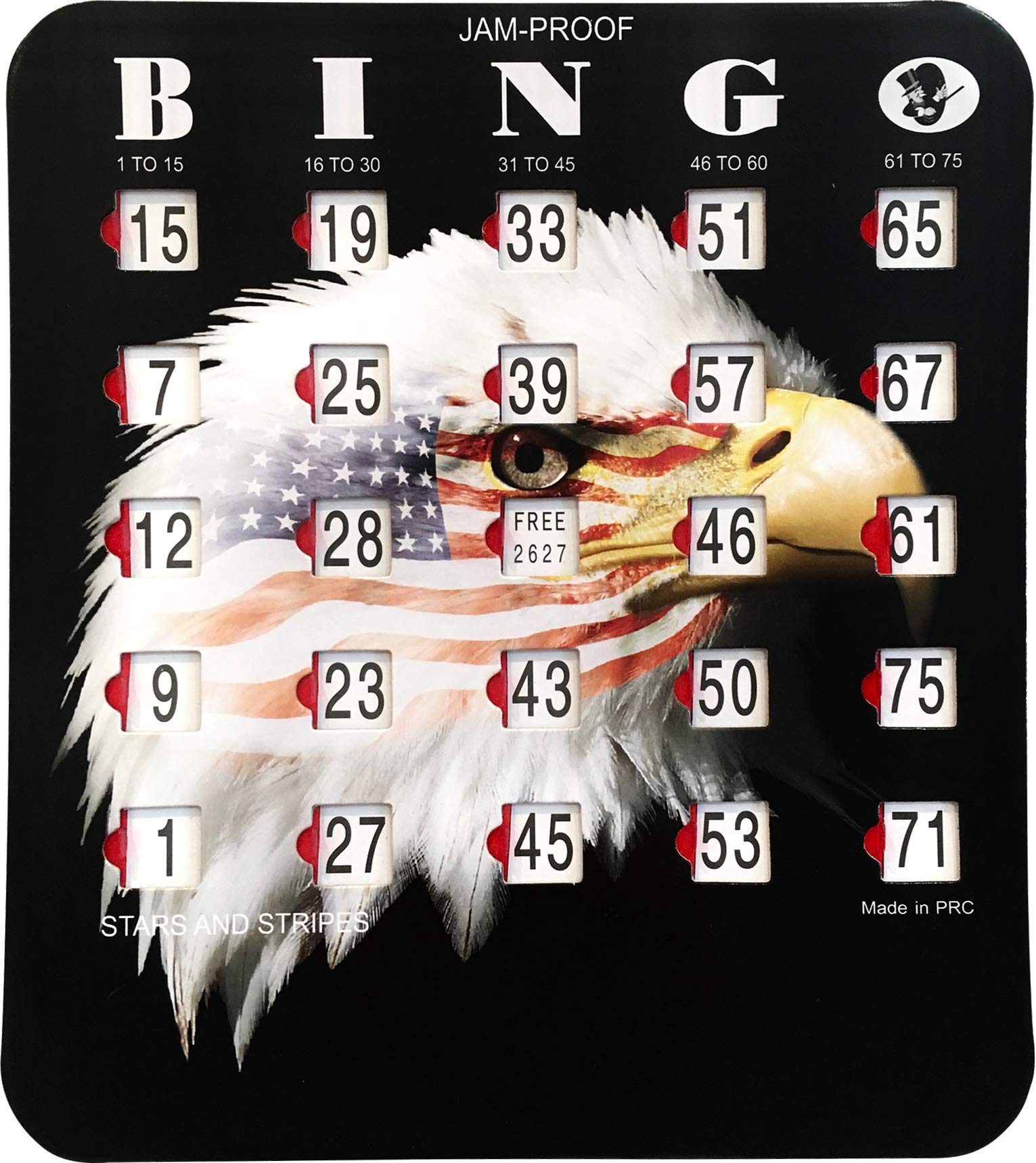 MR CHIPS Jam-Proof Fingertip Bingo Cards with Sliding Windows - Stars & Stripes Design