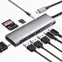 USB C Hub Multiport Adapter 9 in 1 Docking Station USB C to 4K HDMI Adapter with 3 USB3.0,Audio,Tf/Sd Card Reader,100W PD Charger,USB-C Port Compatible for MacBook Laptops More Type C Devices